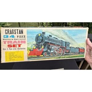 CRAGSTAN Toy 34 PIECE Battery Operated TRAIN SET 4 Cars Plastic #3023-4